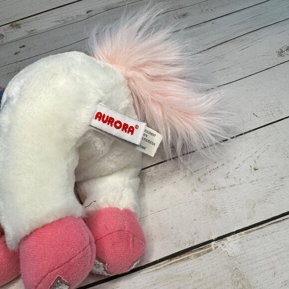 Aurora Cowboy Horse Plush White Pink Hat Bandana Boots Stuffed Animal 8" Toy - Picture 3 of 11